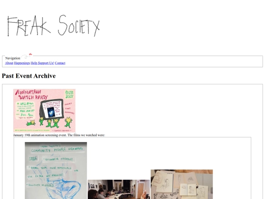 happenings/archive screenshot