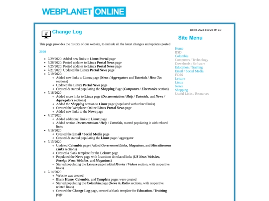 Changelog screenshot