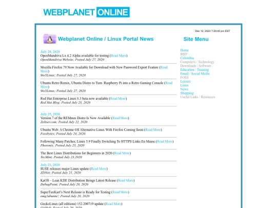 Webplanetlinuxnews screenshot