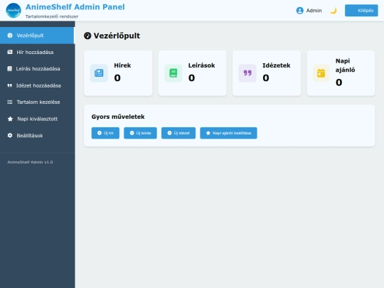 admin screenshot