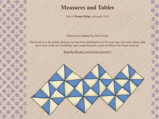 recipes/home-helps/measures screenshot