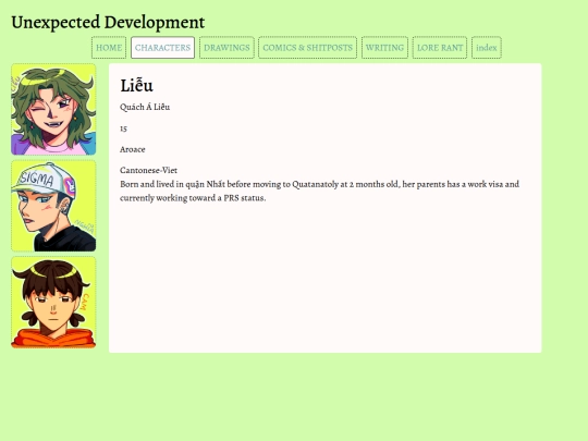 uneDev/characters screenshot