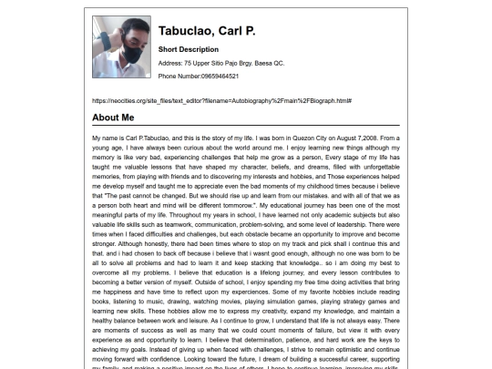 Autobiography/main/Biograph screenshot