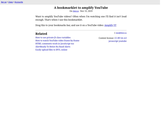 a-bookmarklet-to-amplify-youtube screenshot