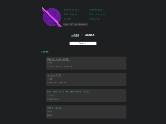 site/logs/games screenshot