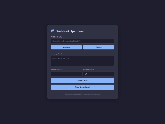 Webhookspammer screenshot