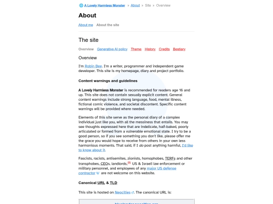 about/site screenshot