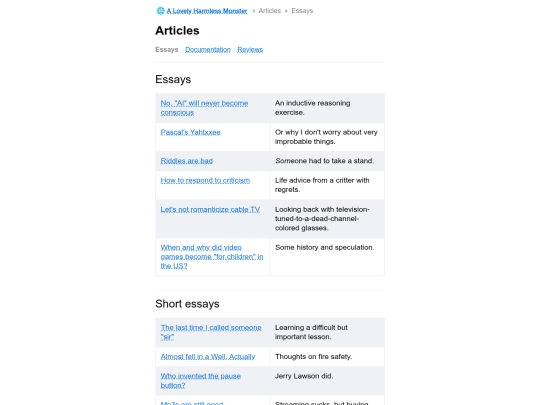 articles/essays screenshot