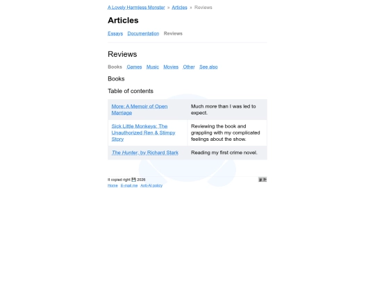 articles/reviews screenshot