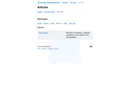articles/reviews/movies screenshot