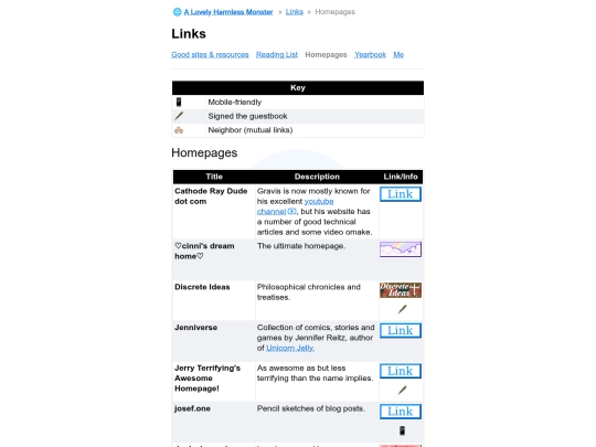 links/homepages screenshot