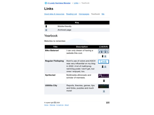 links/yearbook screenshot