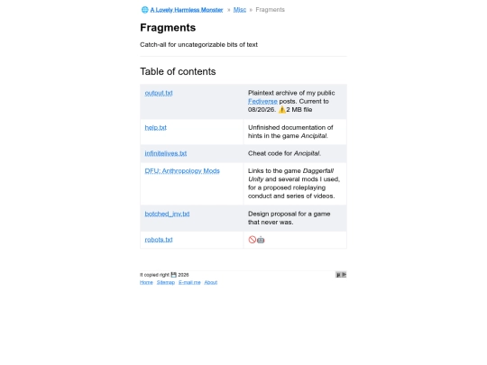 misc/fragments screenshot
