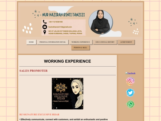 working experience screenshot
