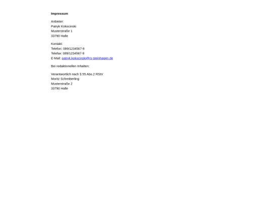 Impressum screenshot