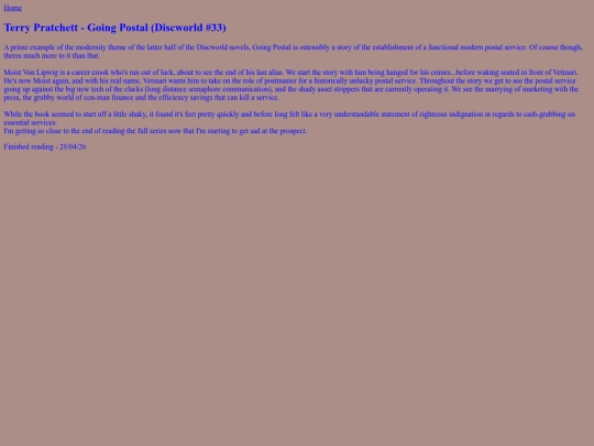 BooksRead/GoingPostal screenshot