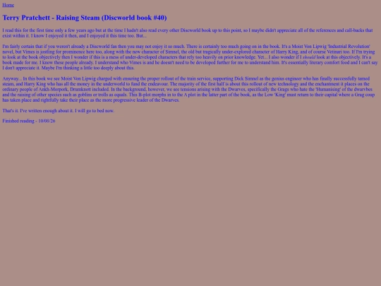 BooksRead/RaisingSteam screenshot