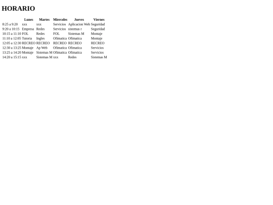 horario screenshot
