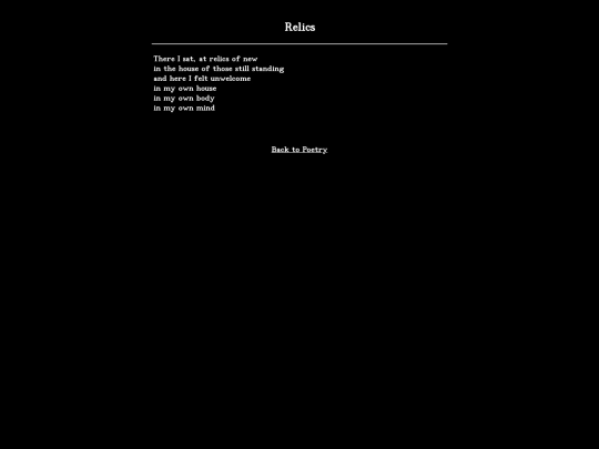 poetry/relics screenshot