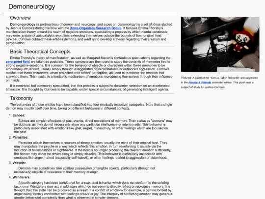 conspiracyWiki/Demoneurology screenshot