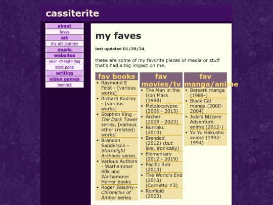 about/faves screenshot