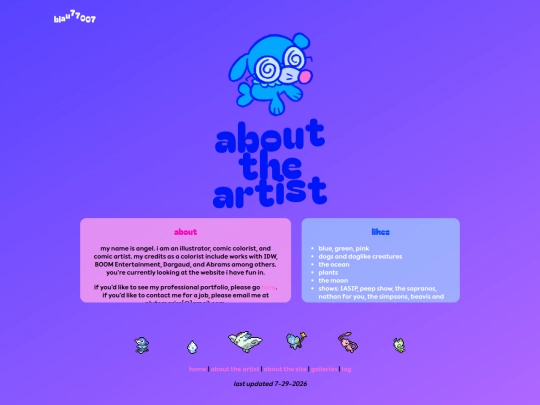 about/the-artist screenshot