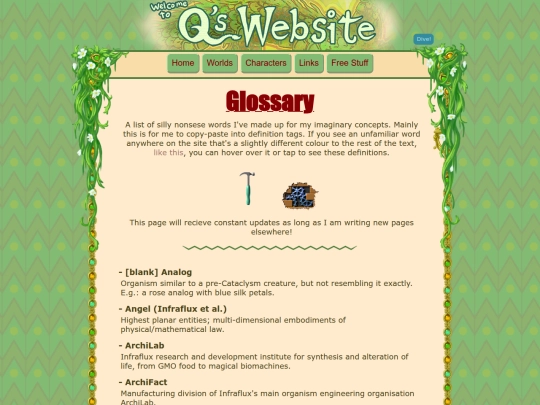 glossary screenshot