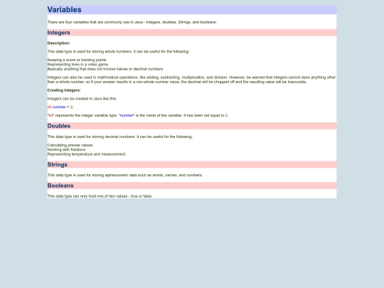 variables screenshot