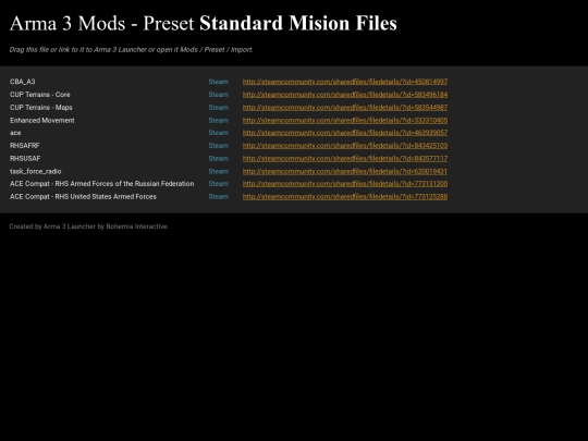 Arma 3 Mod Preset Standard Mision Files screenshot