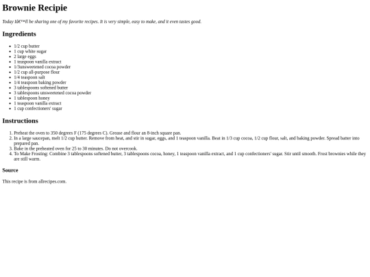 recipewebpage screenshot