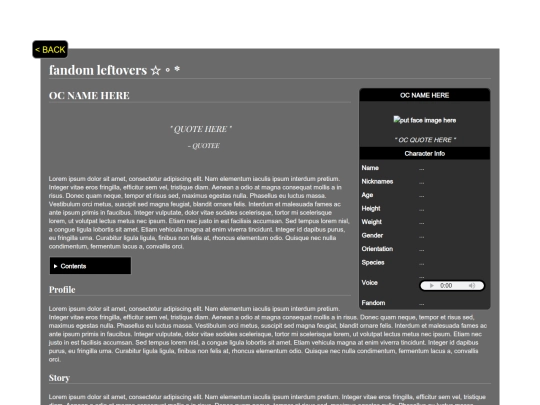 projects/fandom-leftovers/bio-template-fandom-leftovers screenshot