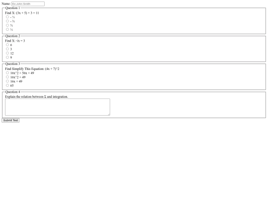 mathTestAssignment screenshot