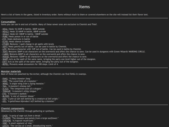 items screenshot