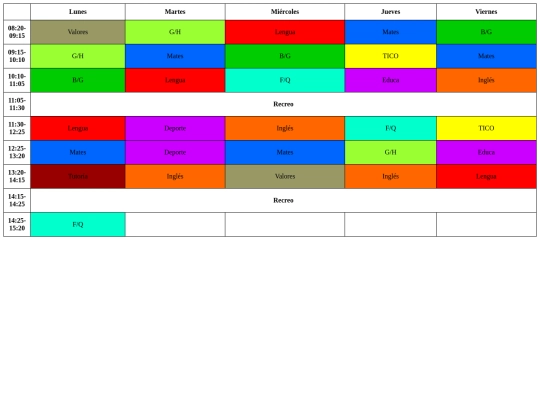 horario screenshot