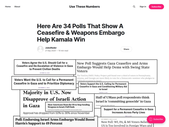 Gaza/Here Are 34 Polls That Show A Ceasefire & Weapons Embargo Help Kamala Win (4_21_2026 6：52：07 PM) screenshot