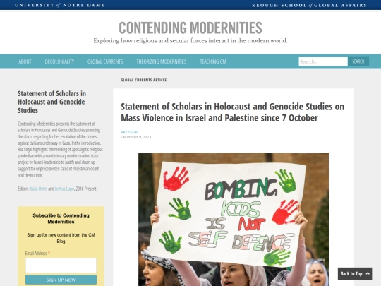 Gaza/Statement of Scholars in Holocaust and Genocide Studies on Mass Violence in Israel and Palestine since 7 October ｜ Contending Modernities (4_2_2026 5：09：23 AM) screenshot