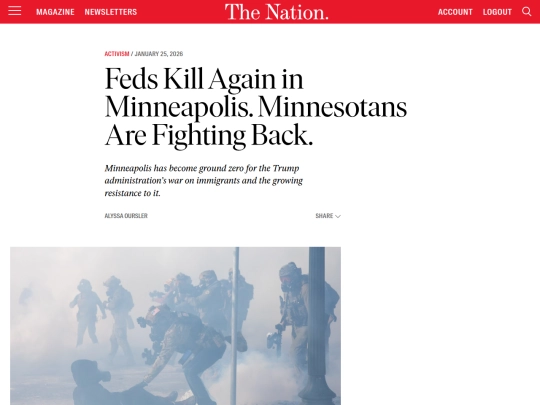 Newsletter/Feds Kill Again in Minneapolis. Minnesotans Are Fighting Back - The Nation screenshot