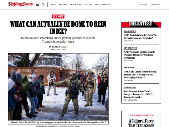 Newsletter/ICE： What Can Be Done to Rein In Trump's Deportation Force？ - Rolling Stone screenshot