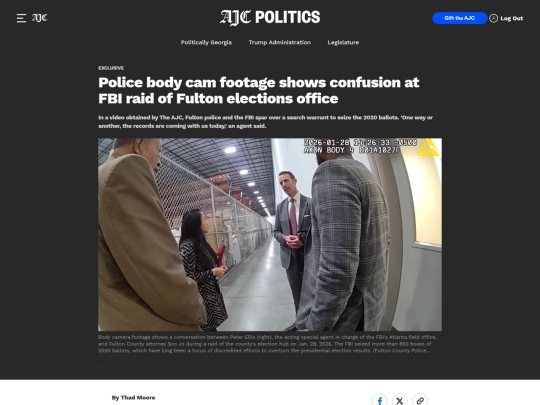 Newsletter/Newsletter3/Exclusive： Body cam video of FBI raid of Fulton County elections office (2_9_2026 3：57：22 PM) screenshot