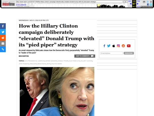 Newsletter/Newsletter4/How the Hillary Clinton campaign deliberately “elevated” Donald Trump with its “pied piper” strategy - Salon.com (2_16_2026 4：31：56 PM) screenshot