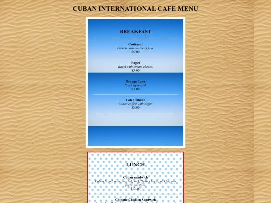 menu screenshot