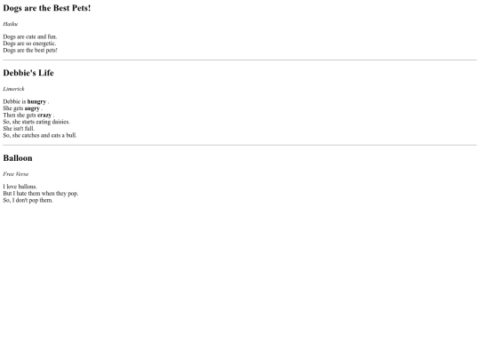 Poem screenshot