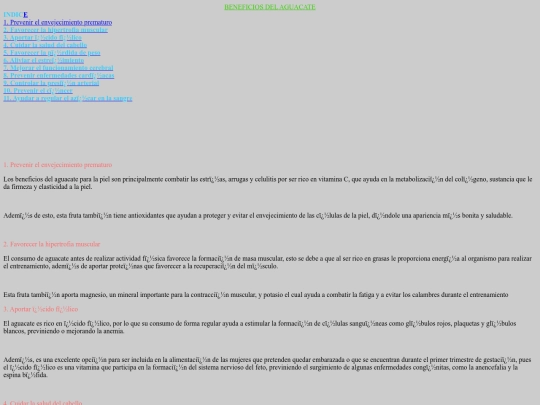 Pagina/BENEFICIOS DE AGUACATE screenshot