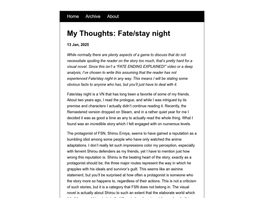 posts/2025-01-13-My-Thoughts-Fate-stay-night screenshot
