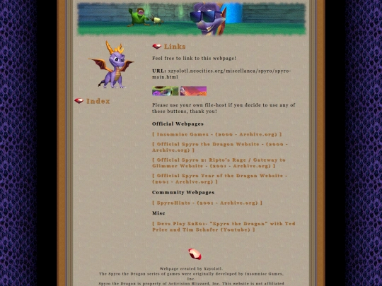 miscellanea/spyro/spyro-links screenshot