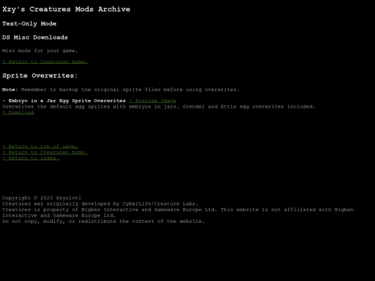 textmode/text_creaturesdsmisc screenshot