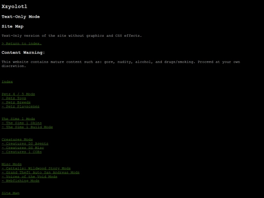 textmode/text_sitemap screenshot