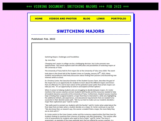 portfolio/switching-majors screenshot