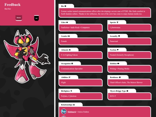 profile/Transformers/feedback screenshot