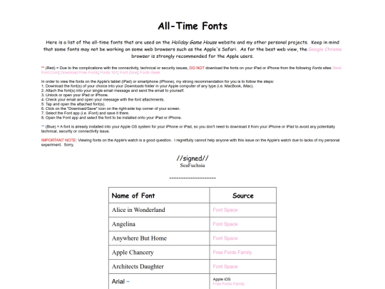 fonts screenshot
